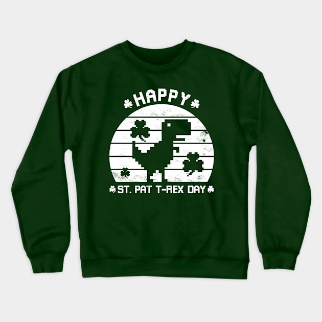 Happy St Patrex Day - St. Patrick's Day Dino (White Distressed) Crewneck Sweatshirt by yoveon